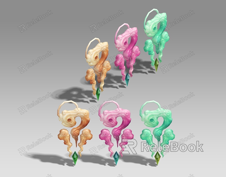 Three-Shading Two-Shading Jade Peibao Jade Jade Jewel Moire Jade Magic Treasure Realistic Game Style Hand-painted Style model