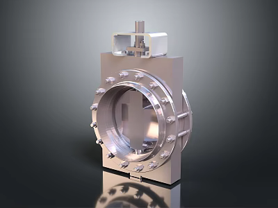 Stainless Steel Industrial Mechanical Valve With Flange Bolted Structure And Actuator Unit 3d model