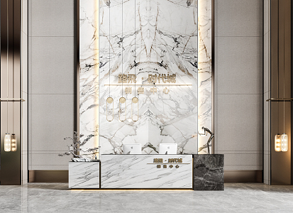 Light Luxury Reception Desk Front Desk 3d model