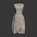 Elegant Sleeveless Patterned Dress with A Line Silhouette and Light Color Design