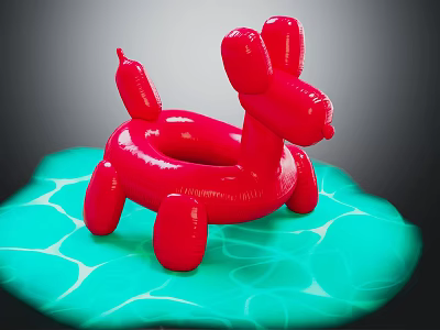 Red Dog Shaped Inflatable Swim Ring For Pool Water Sports Equipment 3d model