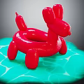 Red Dog Shaped Inflatable Swim Ring For Pool Water Sports Equipment