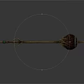 Ancient Medieval Weapon With Long Metal Handle Spiked Head And Ornate Design