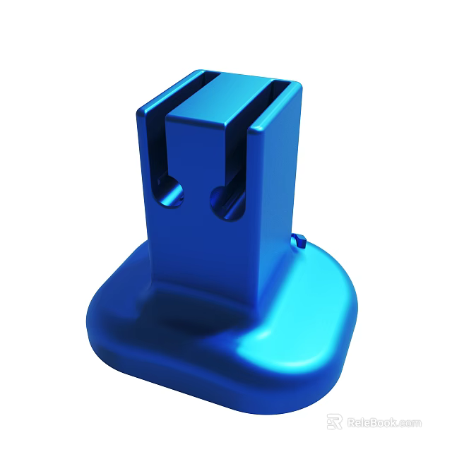 Blue Mechanical Component With Two Vertical Holes And Round Base Design 3d model