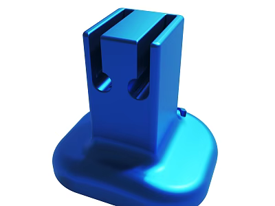Blue Mechanical Component With Two Vertical Holes And Round Base Design 3d model