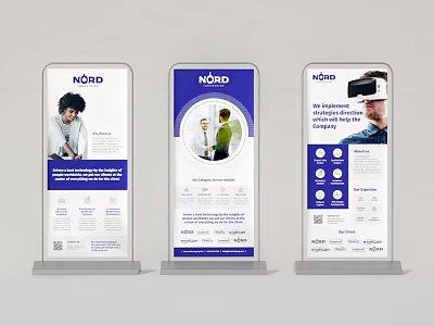 nORD Brand Rollup Banners With People Images Text Content And VR Elements 3d model