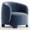 Navy Blue Modern Single Sofa With Rounded Arms And Comfortable Velvet Seat