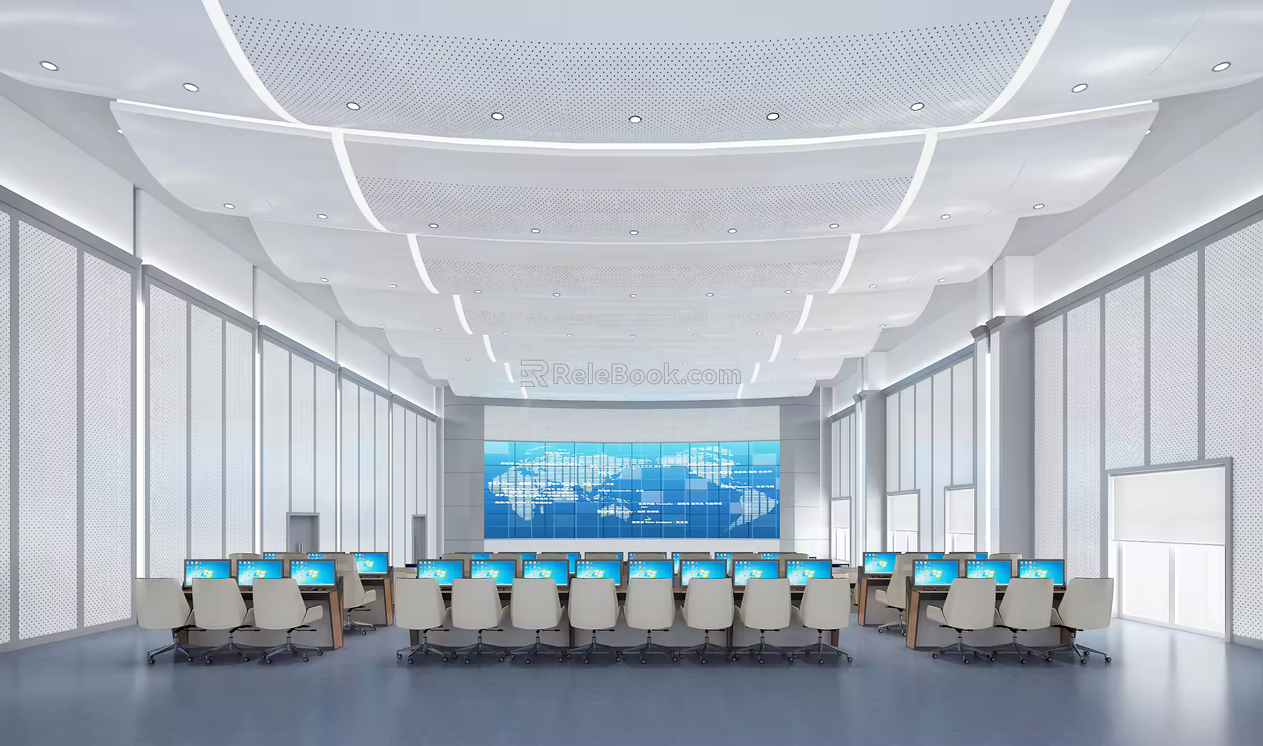 Data Control Center of Modern Monitoring Room 3d model