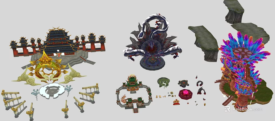Chinese Traditional 3D Models Of Ancient Architecture Decorative Elements And Ornaments 3d model 