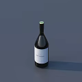Vineyard Wine Bottle With Dark Body Green Cap And White Label On Dark Background