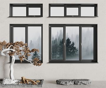 Modern casement window Aluminum casement window 3d model