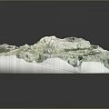 3D Terrain Model Showcasing Mountain Landscape With Green Valleys And Blue Lakes