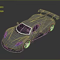 Silver High Performance Sports Car with Sleek Aerodynamic Design Large Rear Spoiler and Alloy Wheels