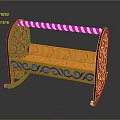 Wooden Rocking Baby Crib With Intricate Carved Patterns And Curved Frame