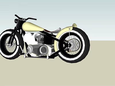 Vintage Custom Motorcycle With White Body Black Tires And Classic Engine Design Details 3d model