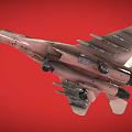 Red And White Fighter Jet With Open Cockpit On Red Background 3d model