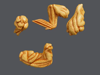 Golden Crispy Fried Chicken Pieces Showing Various Shapes And Textures 3d model