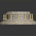 Scenic Circular Stone Platform Landscape Featuring Multiple Steps Blue Pattern And Yellow Decorative Lines