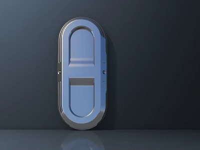 Modern Silver Blue Urinal With Sleek Glossy Finish And Dark Wall Background 3d model