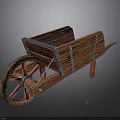 Wooden Wheelbarrow Garden Transport Equipment With Large Wheel And Metal Supports