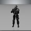 Futuristic Armored Human Warrior Character Standing With Tactical Weapon And Gear
