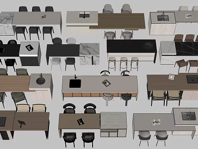 Modern Table and Chair Sets with Various Designs for Dining Spaces 3d model