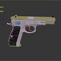 Metallic Pistol With Black Grip Classic Design And Reflective Surface Isolated On Dark Background