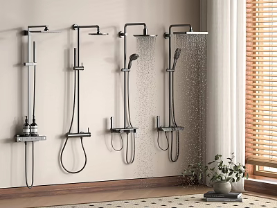Modern Bathroom Wall Mounted Shower Systems With Multiple Designs And Water Flow Features 3d model