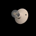 Minimalist White Wall Lamp With Round Base And Transparent Bulb On Light Colored Wall
