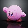 Cute Pink Plush Toy With Large Eyes Stitched Details And Red Plaid Feet