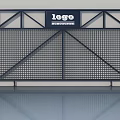 Modern Black Swing Door With Grid Design And HOUSEDOORS Logo