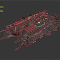Sci Fi Cosmic Spaceship With Large Complex Interstellar Vessel Structure 3d model