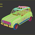 Cream And Yellow Vintage Car With Retro Roof Rack White Wheels And Classic Design