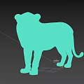 Detailed Realistic Full Body Standing Lion On Black Background With Reflection