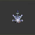 3D Anime Horned Character With Purple Hair Blue And White Traditional Outfit Holding Red Ornament