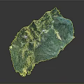 3D Terrain Landscape Model With Green Vegetation And White Pathways