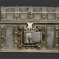 Ornate Vintage Decorative Box With Intricate Silver Carvings And Gold Accents