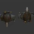 Orc Like Game And Movie Character With Horns Armor And Weapon Front Back Views