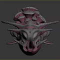 3D Rendered Sci-Fi Fantasy Creature Character With Pink Gray Mushroom Protrusions And Organic Tentacles