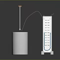 Household Product White Cylindrical Container Blue Liquid Orange Top Connecting Tube Vertical Device Measurement Scale