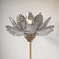 Elegant Lotus Shaped Crystal Wall Light With Gold Base Mounted On White Wall