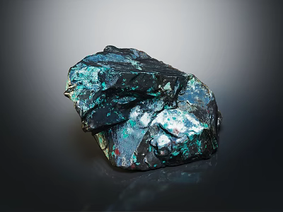 Decorative Ornamental Mineral Crystal Decor Piece With Blue Green Black Shiny Surface For Home Accent 3d model