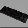 Mechanical Gaming Keyboard With Red Backlit Black Keycaps And Aluminum Base