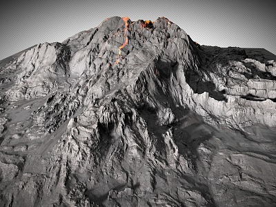 Volcanic Peak Mountain Range Volcanic Terrain 3d model