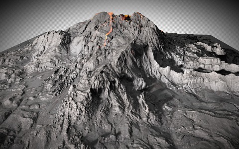 Volcanic Peak Mountain Range Volcanic Terrain 3d model