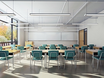 Modern Classroom Daytime School Classroom 3d model