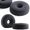 Black Tire Shaped Sofa Stools With Textured Surface For Home Decor 3d model