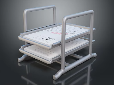 Metal Double Layer Tray Stand With File Paper And Reinforced Frame Design 3d model
