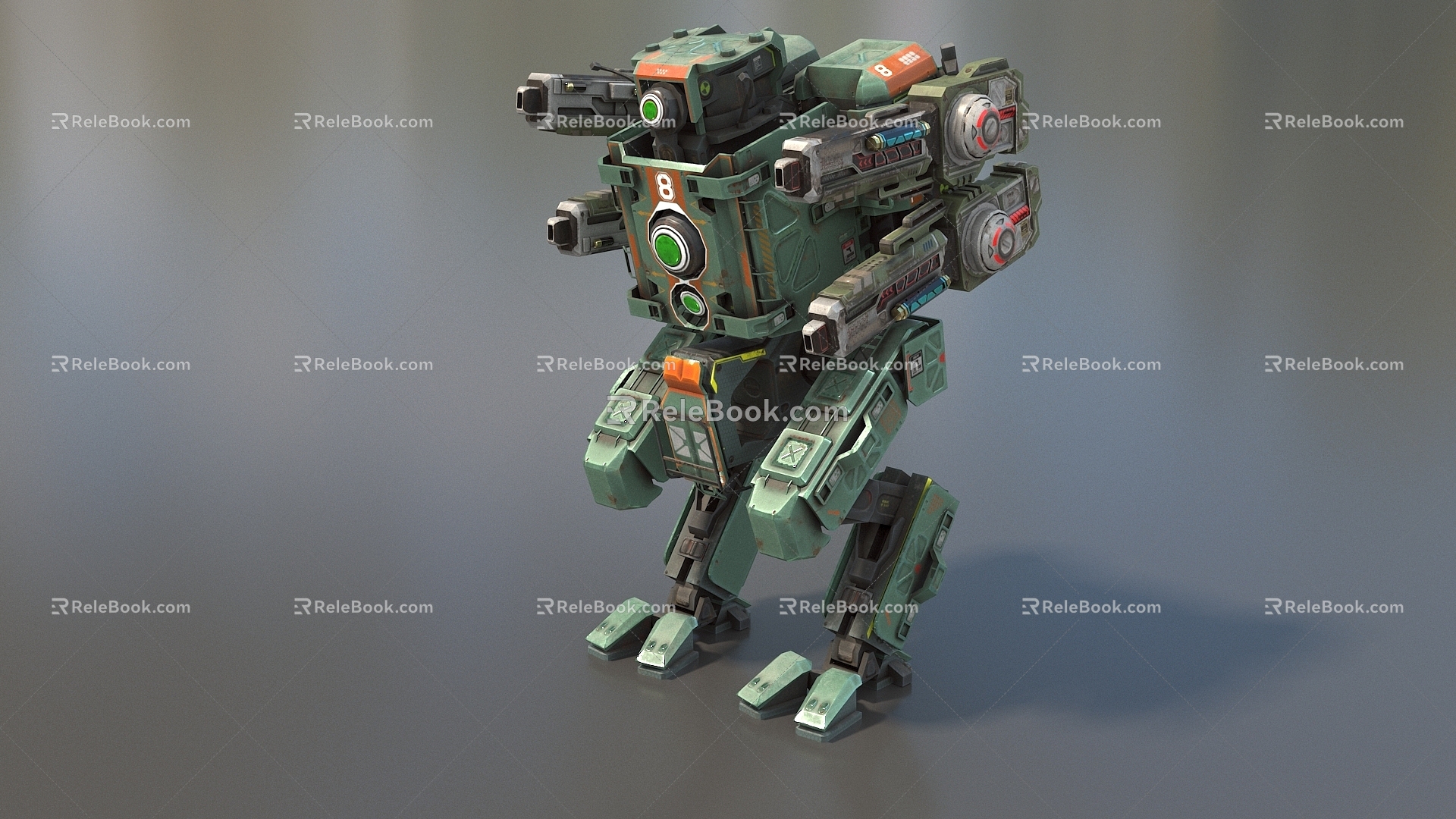 Robot AI Intelligent Green Intelligent Robot Artificial Intelligent Robot Future Warrior War Machine Low Face Number Low Model Simple Model Game Video Level 3d model