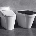 Modern Toilet Designs with White Body and Black Seats Displaying Various Styles